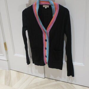 The Lynk, black and colored striped cardigan